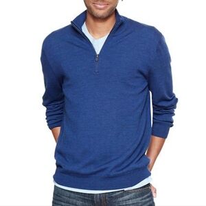 GAP Extra Fine Merino Wool Quarter Zip Sweater Blue Size XL Men's